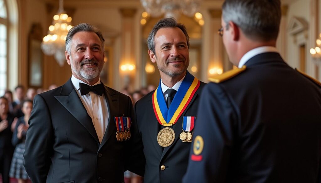 bruno zanello et la maire de saint-lô récompensés par la légion d’honneur dans la manche, en reconnaissance de leurs engagements remarquables au service de la communauté.