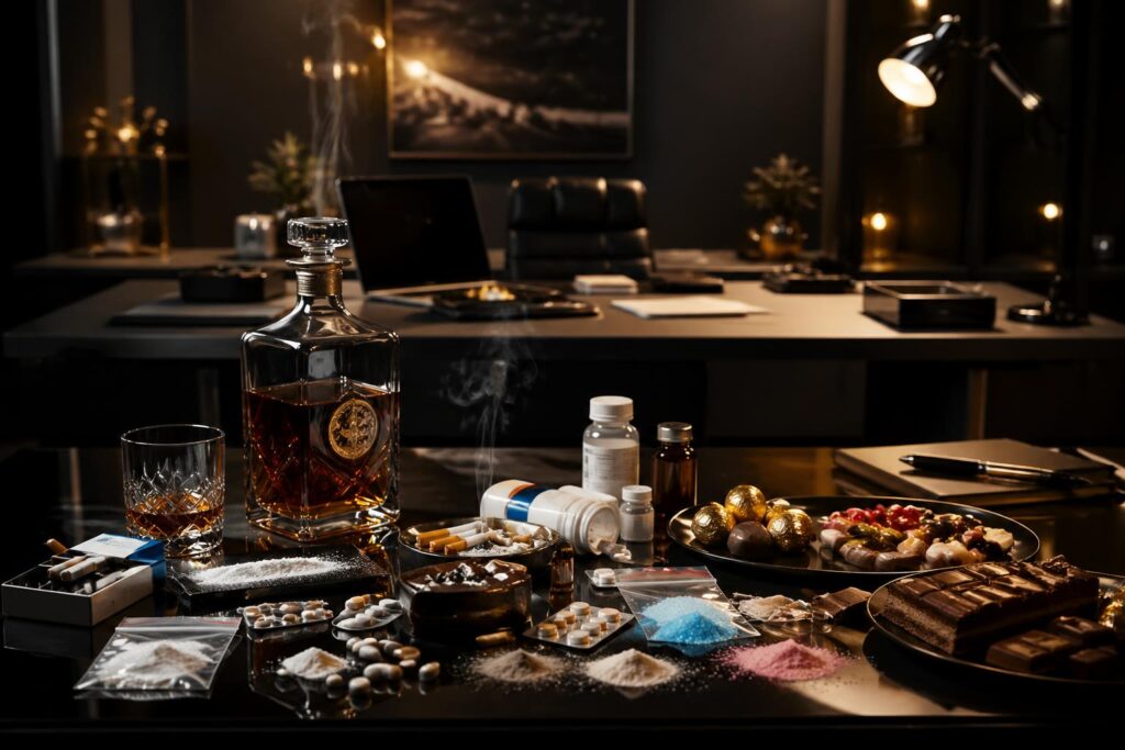 découvrez comment les entrepreneurs utilisent alcool, tabac, médicaments, drogues et sucre pour optimiser leurs performances et révéler leurs secrets cachés.