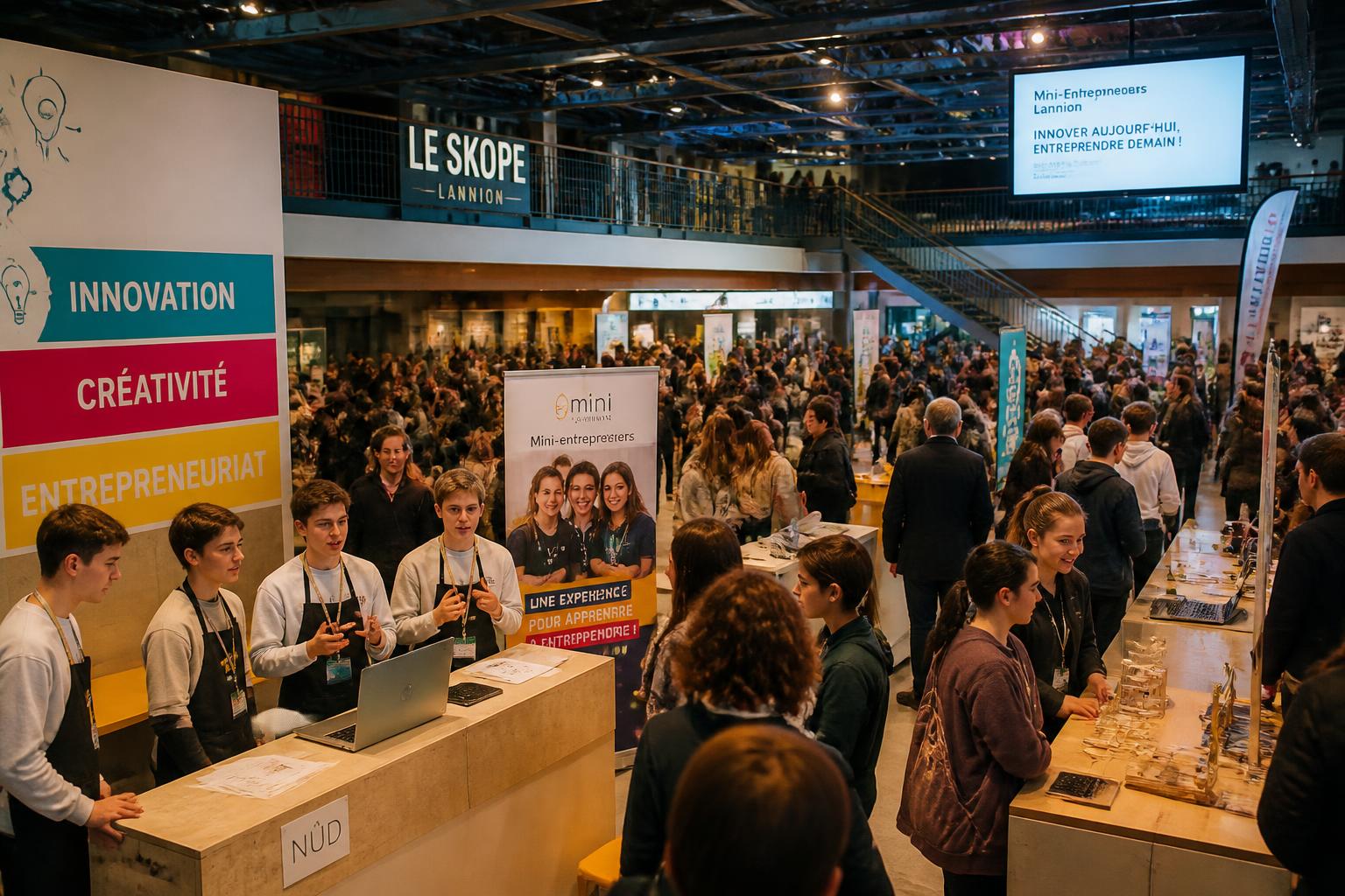 à lannion, 2 500 mini-entrepreneurs présentent leurs projets innovants lors du salon skope, une occasion unique de découvrir les talents et idées créatives du grand public.
