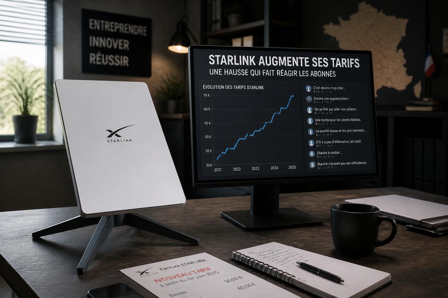 Hausse surprise des tarifs Starlink en France : Elon Musk fait grimper les prix sans avertissement, les abonnés expriment leur mécontentement 1 découvrez la hausse inattendue des tarifs starlink en france, orchestrée par elon musk. les abonnés expriment leur mécontentement face à cette augmentation sans préavis.