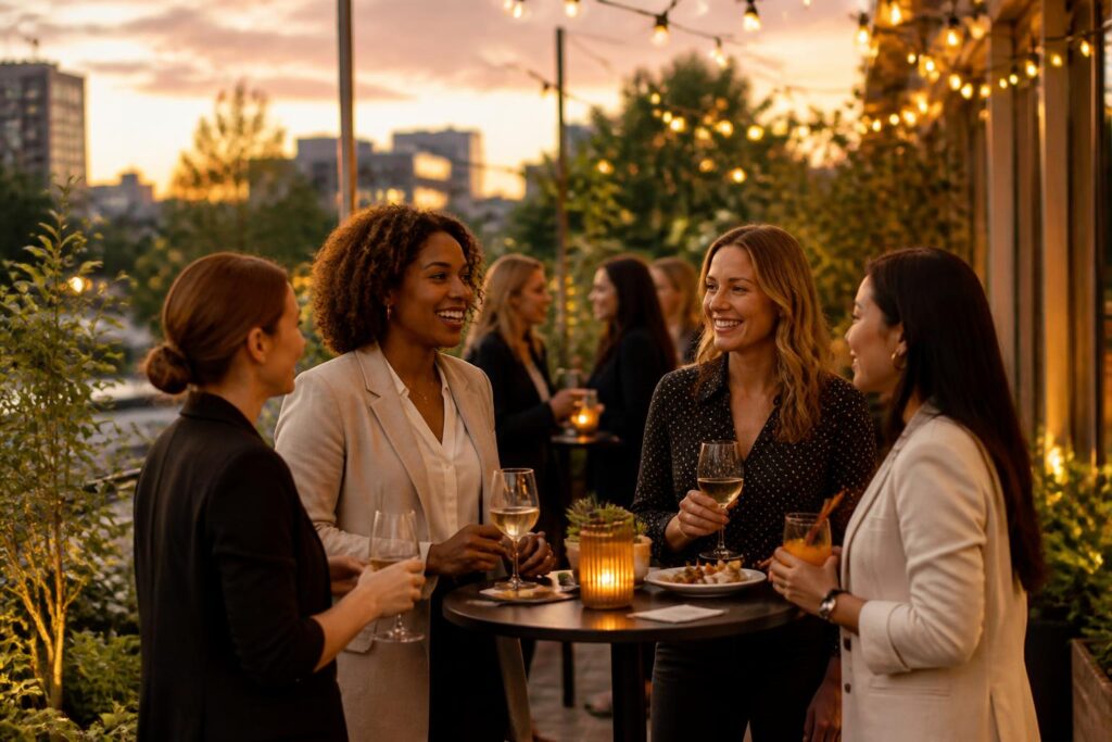 rejoignez le cercle des entrepreneuses du territoire pour un after-work convivial, networking et échanges inspirants entre femmes entrepreneures.