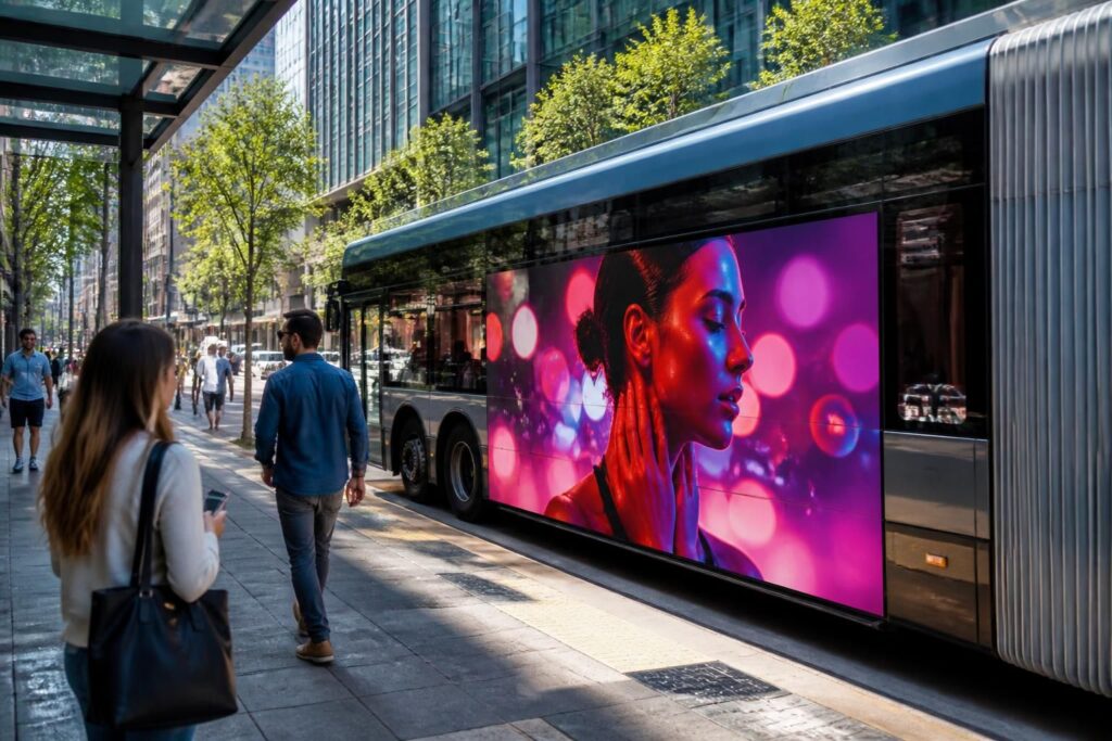 maximisez la visibilité de votre marque grâce à l'affichage publicitaire sur bus et touchez efficacement vos clients en déplacement.