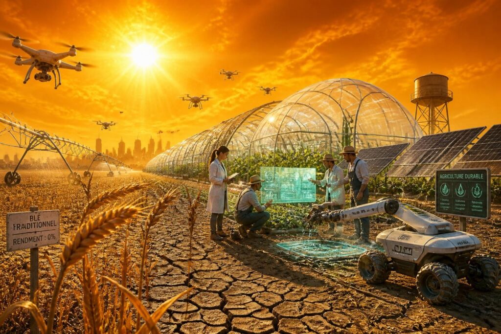 face à la canicule et au réchauffement climatique, les agriculteurs anticipent une révolution agricole pour préserver la production de blé, qui pourrait devenir impossible dans vingt ans.