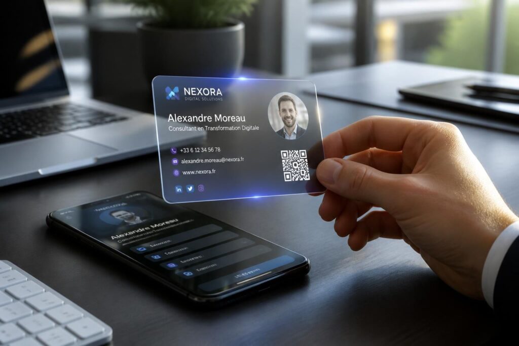 créez facilement votre carte de visite digitale gratuite en quelques clics. moderne, pratique et rapide, démarquez-vous dès aujourd'hui avec une carte personnalisée.