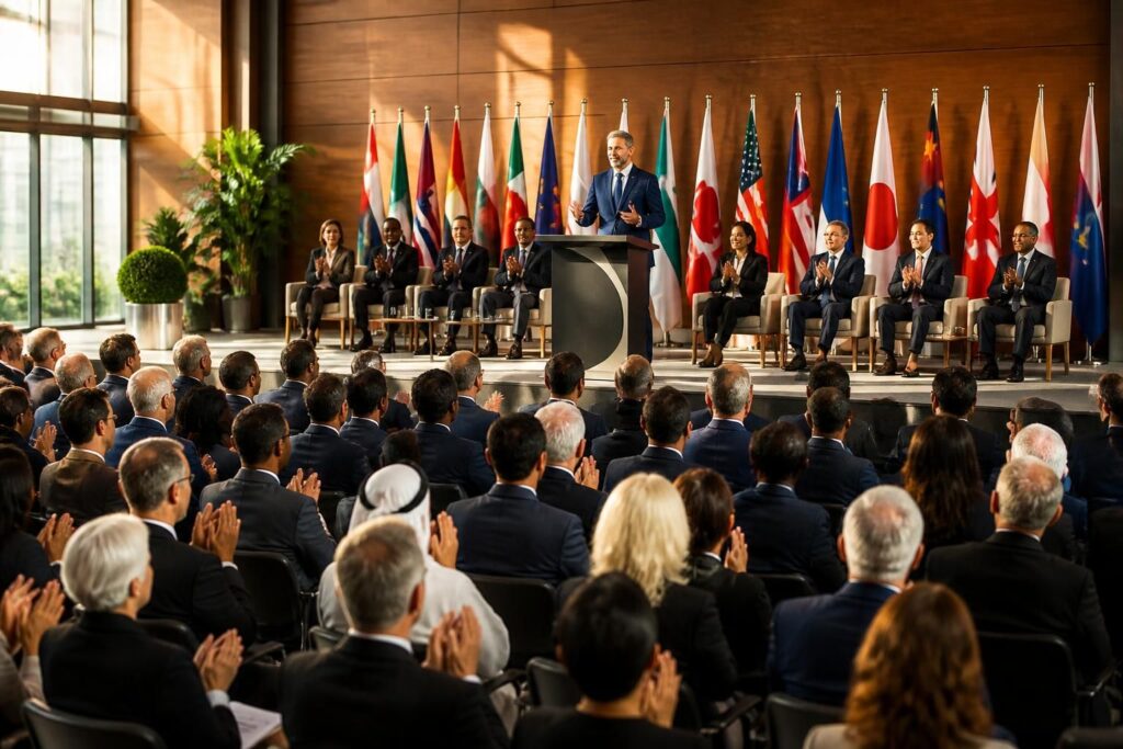 célébration de l'inauguration de la première assemblée réunissant les principaux acteurs économiques pour discuter et collaborer sur le développement régional.