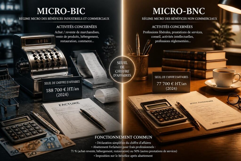 découvrez les différences entre le régime micro-bic et micro-bnc, leurs seuils d'application et leur mode de fonctionnement pour bien gérer votre fiscalité.