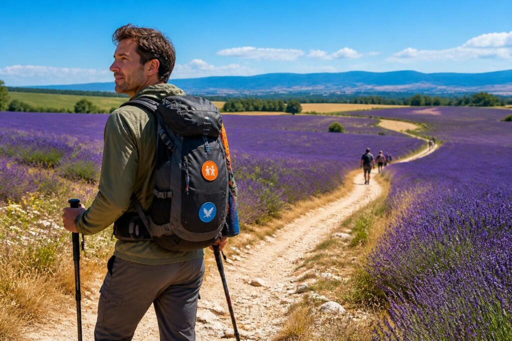 un entrepreneur de valensole marche sur le chemin de compostelle pour soutenir deux associations caritatives, alliant défi personnel et engagement solidaire.