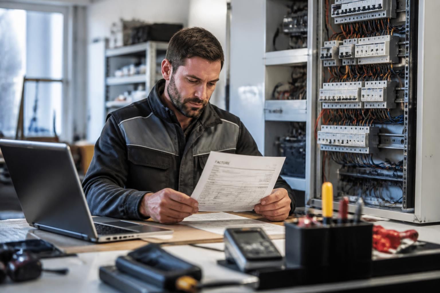 découvrez un modèle de facture d'électricien complet avec toutes les mentions obligatoires pour garantir la conformité et faciliter la gestion de vos prestations électriques.