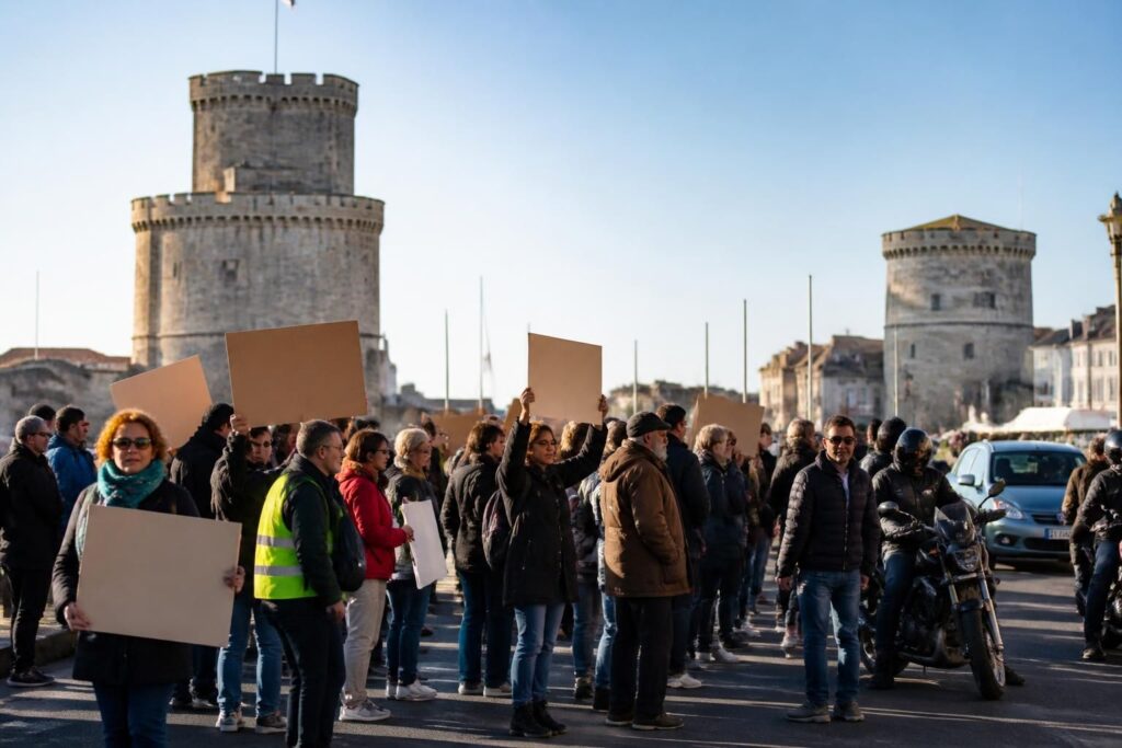 à la rochelle, les citoyens se mobilisent contre l'augmentation des prix du carburant, organisant des actions pour dénoncer la flambée des coûts et défendre leur pouvoir d'achat.