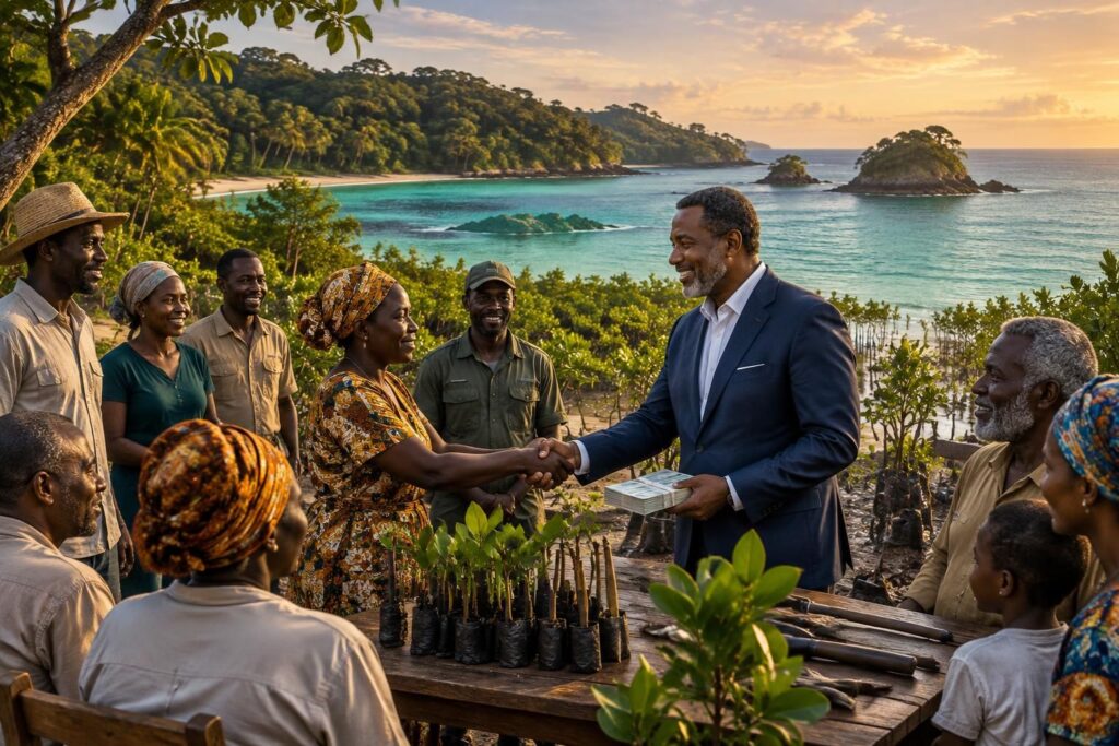 dans le golfe de guinée, un multimillionnaire rémunère les habitants pour protéger un paradis naturel et préserver ses richesses écologiques.