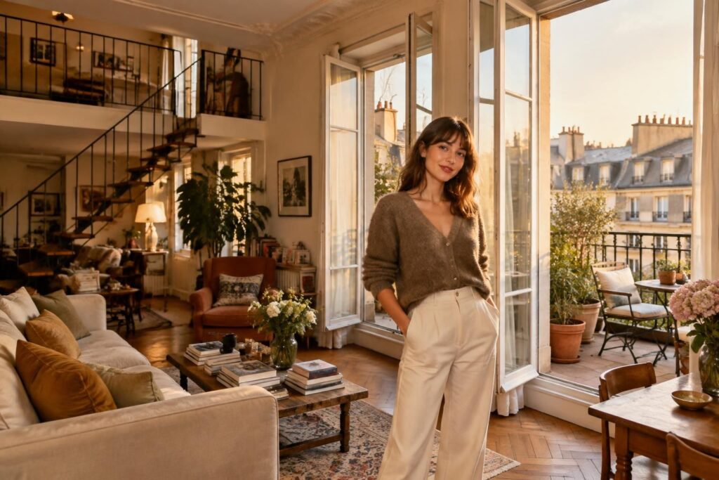 jeanne damas dévoile son duplex parisien avec terrasse : un cocon lumineux et chaleureux au cœur de la capitale.